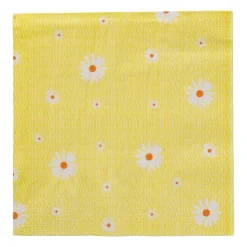 Xenos Servet bloem - geel/oranje - set van 12 - 33x33 cm- Servetten