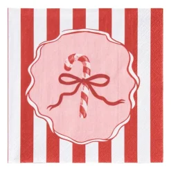 Xenos Servet candy cane - roze/rood - 33x33 cm- Kertservetten