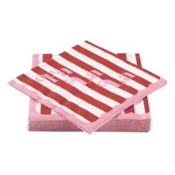 Xenos Servet fa la la - roze/wit - 33x33 cm- Kersttafelkleden