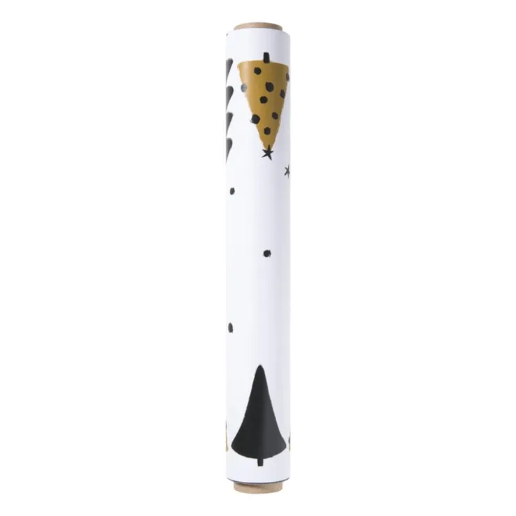Xenos Servet 3-in-1 kerstboom - wit/zwart/goud - 40x48 cm- Papieren Servetten|Kertservetten