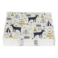 Xenos Servet rendier - wit - 33x33 cm- Kertservetten