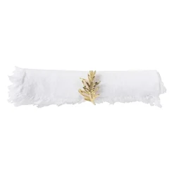 Xenos Servetring Leafs - goudkleurig - ø4x3.5 cm- Servetten|Servetringen