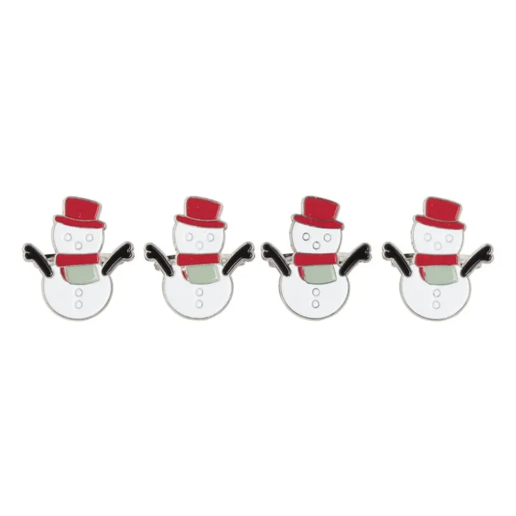 Xenos Servetring sneeuwpop - set van 4 - ø5 cm- Servetten|Servetringen