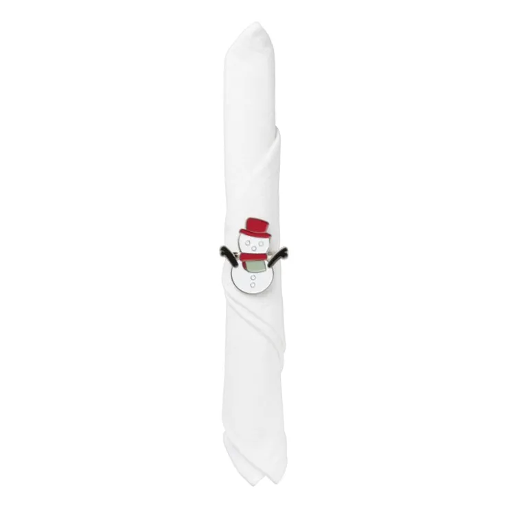 Xenos Servetring sneeuwpop - set van 4 - ø5 cm- Servetten|Servetringen