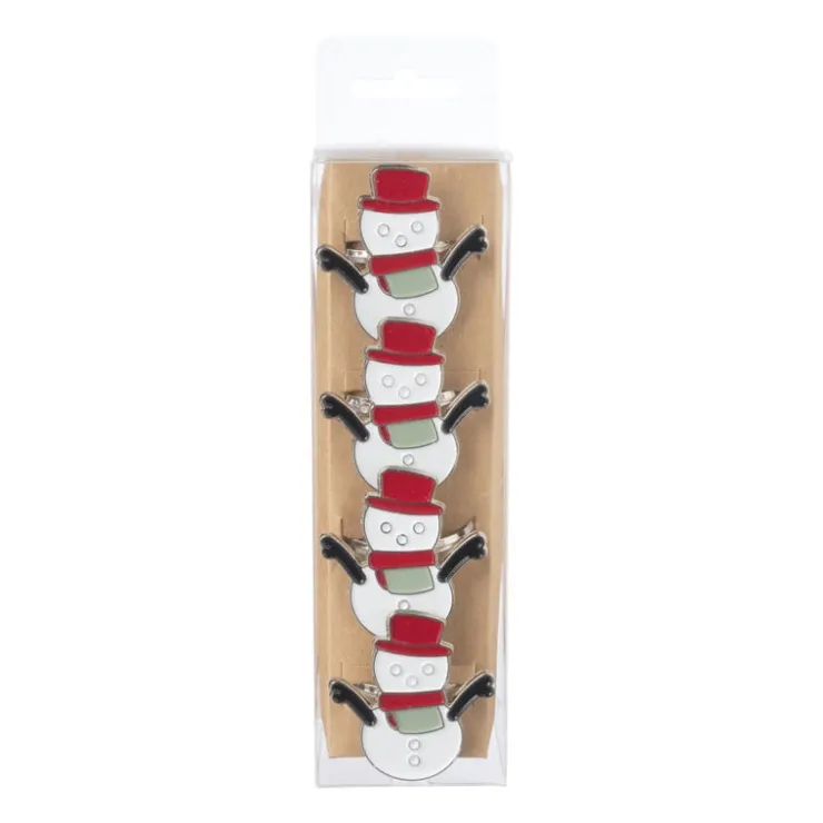 Xenos Servetring sneeuwpop - set van 4 - ø5 cm- Servetten|Servetringen