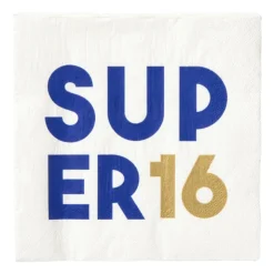 Xenos Servetten 16 jaar - blauw - set van 20- Papieren Servetten|Verjaardagen
