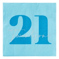 Xenos Servetten 21 jaar - blauw - set van 20- Papieren Servetten|Verjaardagen