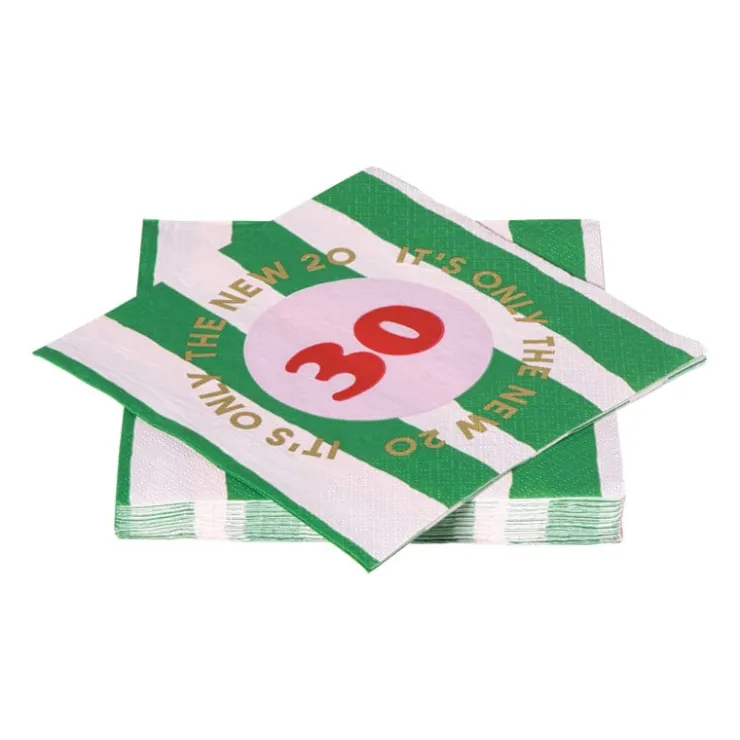 Xenos Servetten 30 jaar - groen - set van 20- Papieren Servetten|Verjaardagen