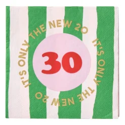 Xenos Servetten 30 jaar - groen - set van 20- Papieren Servetten|Verjaardagen