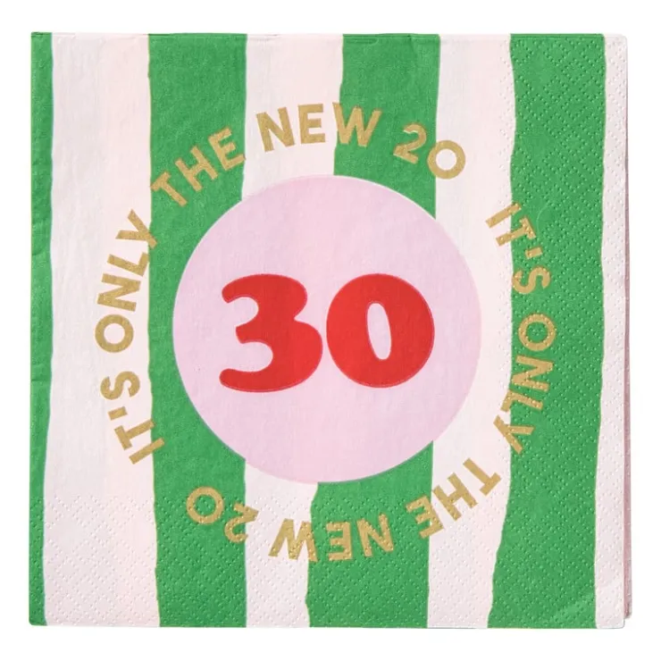 Xenos Servetten 30 jaar - groen - set van 20- Papieren Servetten|Verjaardagen