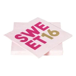 Xenos Servetten 16 jaar - roze - set van 20- Papieren Servetten|Verjaardagen