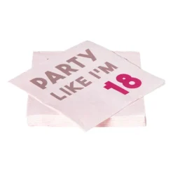 Xenos Servetten 18 jaar - roze - set van 20- Papieren Servetten|Verjaardagen