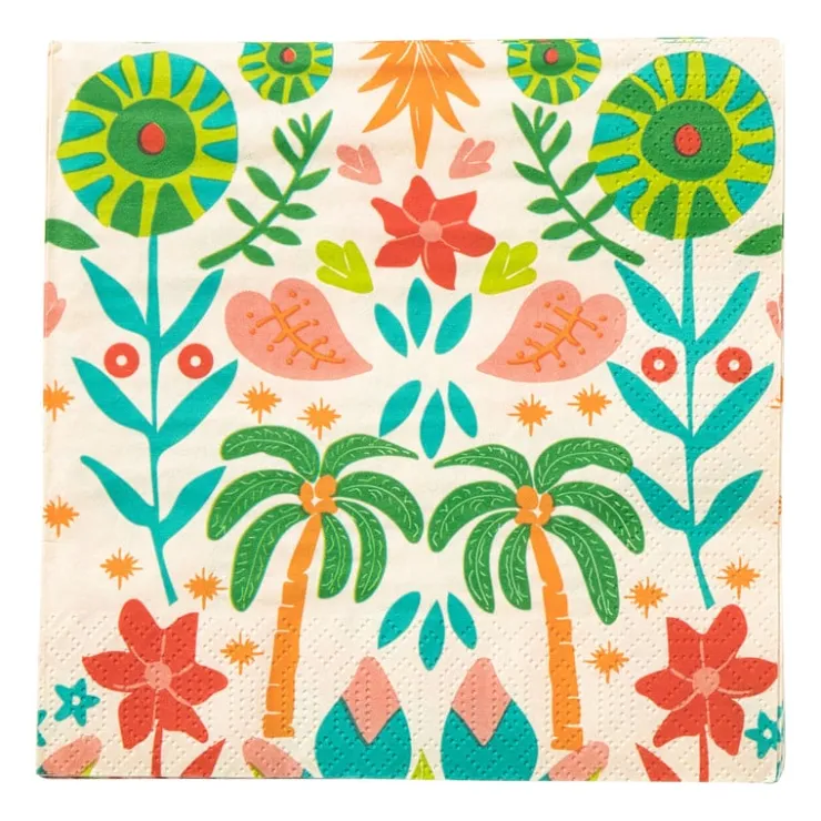 Xenos Servetten tropical - 33x33 cm - set van 20- Papieren Servetten|Servetten