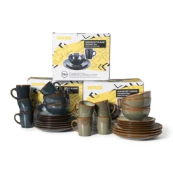 Xenos Serviesset - blauw - 16-delig - 4 persoons - reactive glaze- Serviessets