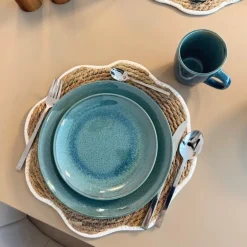Xenos Serviesset reactive glaze - blauw - 16-delig- Serviessets|Kerstservies