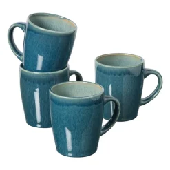 Xenos Serviesset reactive glaze - blauw - 16-delig- Serviessets|Kerstservies