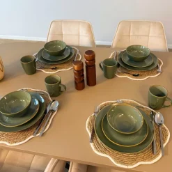 Xenos Serviesset reactive glaze - groen - 16-delig- Serviessets|Kerstservies
