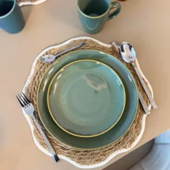 Xenos Serviesset reactive glaze - groen - 16-delig- Serviessets|Kerstservies