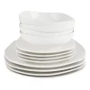 Xenos Serviesset vierkant - wit - 12-delig- Serviessets|Kerstservies