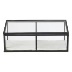Xenos Sieradendoos met 2 vakken - zwart - 18x9.5x7 cm- Sieraden Opbergen|Kerstcadeaus