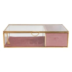 Xenos Sieradendoos met ringhouder - roze/goud - 25x15x6.5 cm- Sieraden Opbergen