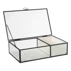 Xenos Sieradendoos met ringhouder - zwart - 25x15x6.5 cm- Sieraden Opbergen