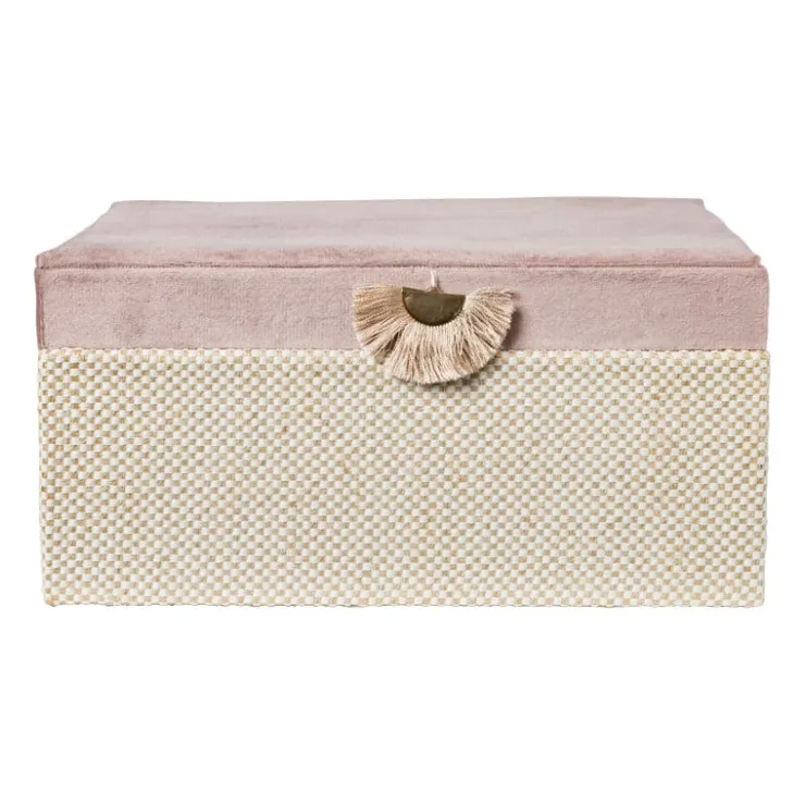 Xenos Sieradendoos met spiegel - lichtroze - 28x19.5x11 cm- Sieraden Opbergen