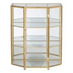 Xenos Sieradenkastje goud - glas - 18.5x12x23 cm- Sieraden Opbergen