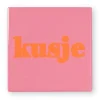 Xenos Siertegel Kusje - roze/oranje - 10x10x0.5 cm- Bruiloft|Kerstcadeaus