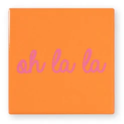 Xenos Siertegel Oh la la - roze/oranje - 10x10x0.5 cm- Kerstcadeaus