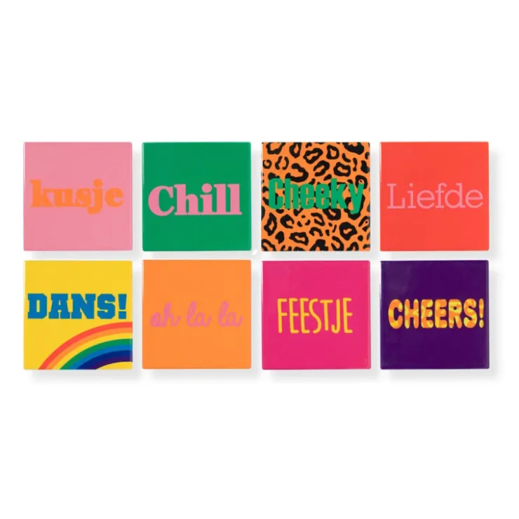 Xenos Siertegel Oh la la - roze/oranje - 10x10x0.5 cm- Kerstcadeaus