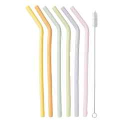 Xenos Siliconen rietjes - pastel - 6 stuks- Rietjes