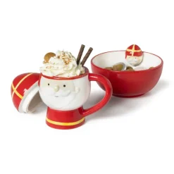 Xenos Sinterklaas mok - rood/geel/wit - 300 ml- Mokken