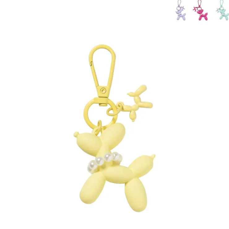 Xenos Sleutelhanger hond met parelketting - plastic - 6.5x6.5x1 cm - diverse varianten- Selutelhangers