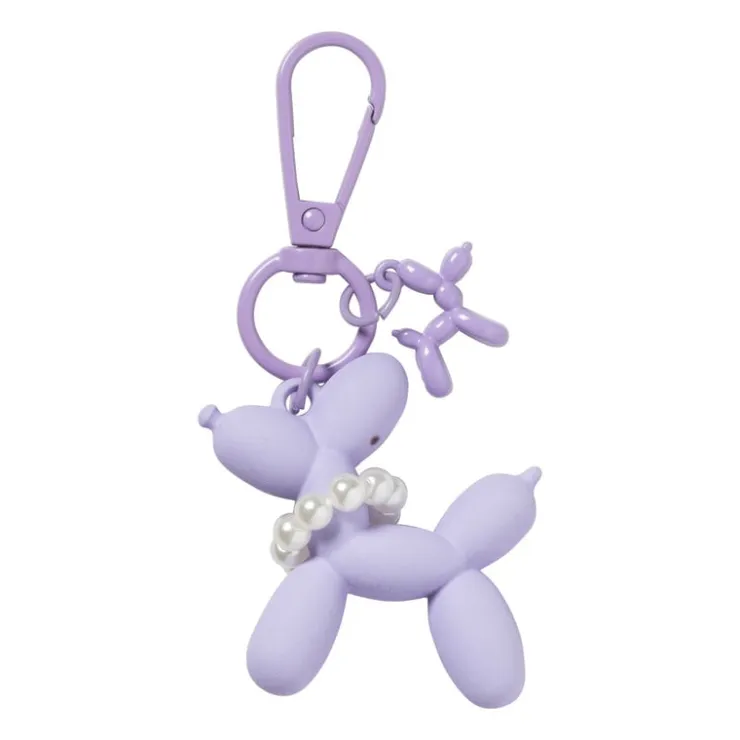 Xenos Sleutelhanger hond met parelketting - plastic - 6.5x6.5x1 cm - diverse varianten- Selutelhangers