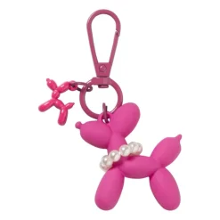Xenos Sleutelhanger hond met parelketting - plastic - 6.5x6.5x1 cm - diverse varianten- Selutelhangers