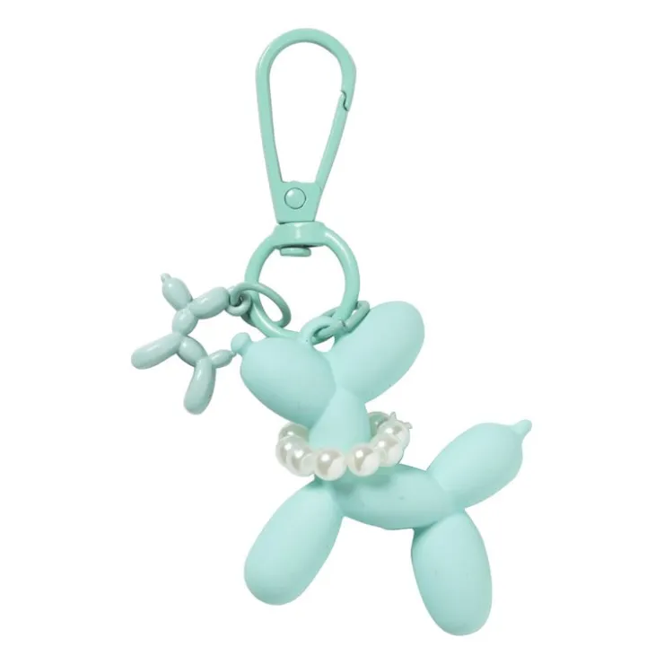 Xenos Sleutelhanger hond met parelketting - plastic - 6.5x6.5x1 cm - diverse varianten- Selutelhangers