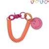 Xenos Sleutelhanger spiraal met smiley - plastic - diverse varianten- Selutelhangers