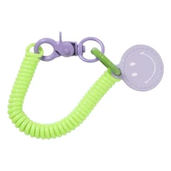 Xenos Sleutelhanger spiraal met smiley - plastic - diverse varianten- Selutelhangers