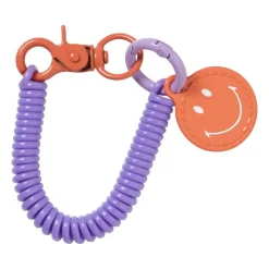 Xenos Sleutelhanger spiraal met smiley - plastic - diverse varianten- Selutelhangers