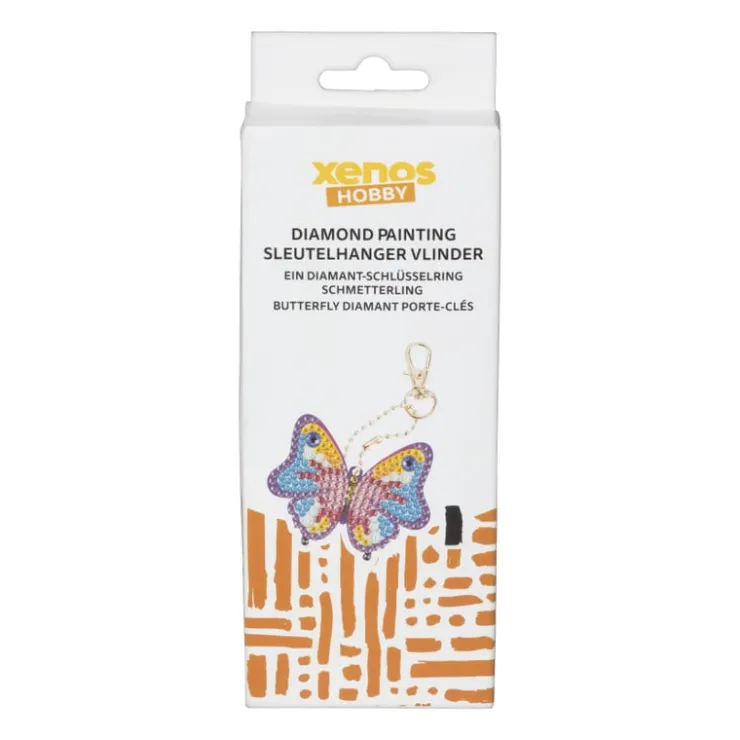 Xenos Sleutelhanger vlinder - diamond paint - 7x7 cm- Diamond Paintings