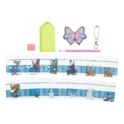Xenos Sleutelhanger vlinder - diamond paint - 7x7 cm- Diamond Paintings