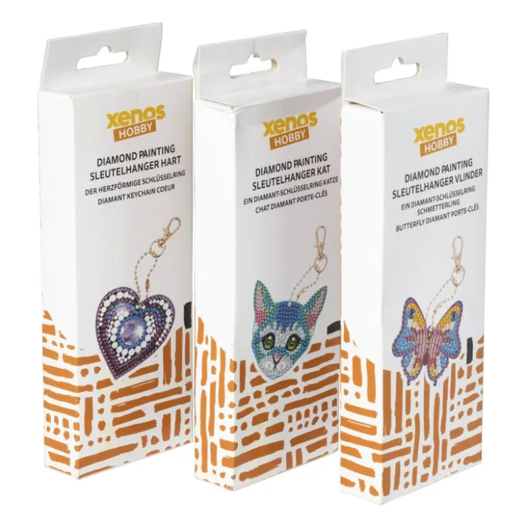 Xenos Sleutelhanger vlinder - diamond paint - 7x7 cm- Diamond Paintings