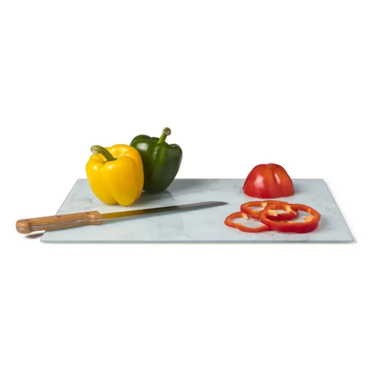 Xenos Snijplank marmeren look - wit - 30x42x0.04 cm- Snijplanken