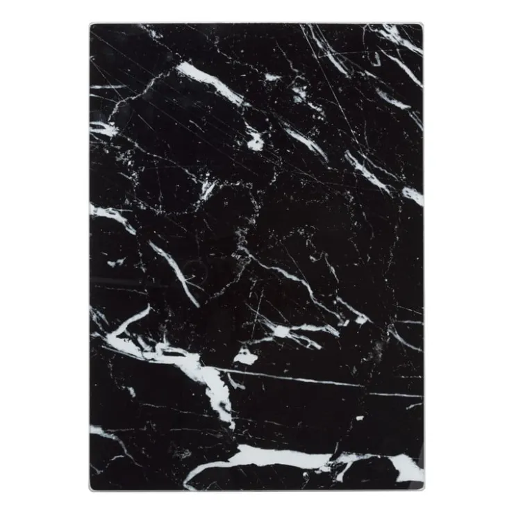 Xenos Snijplank marmeren look - zwart - 30x42x0.04 cm- Snijplanken
