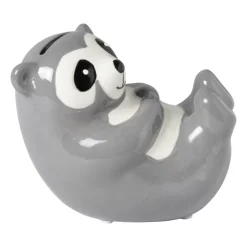 Xenos Spaarpot luiaard - bruin/wit - 14.5x8.5x11 cm- Kerstcadeaus