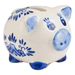 Xenos Spaarpot mini varken - delfstblauw- Kerstcadeaus