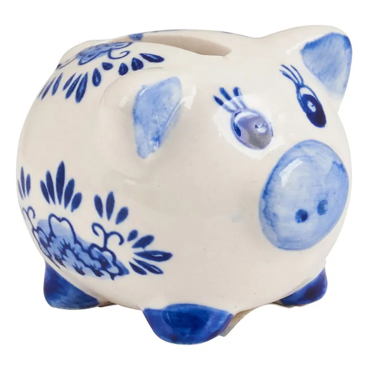 Xenos Spaarpot mini varken - delfstblauw- Kerstcadeaus