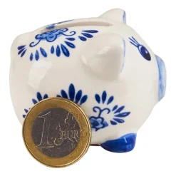 Xenos Spaarpot mini varken - delfstblauw- Kerstcadeaus