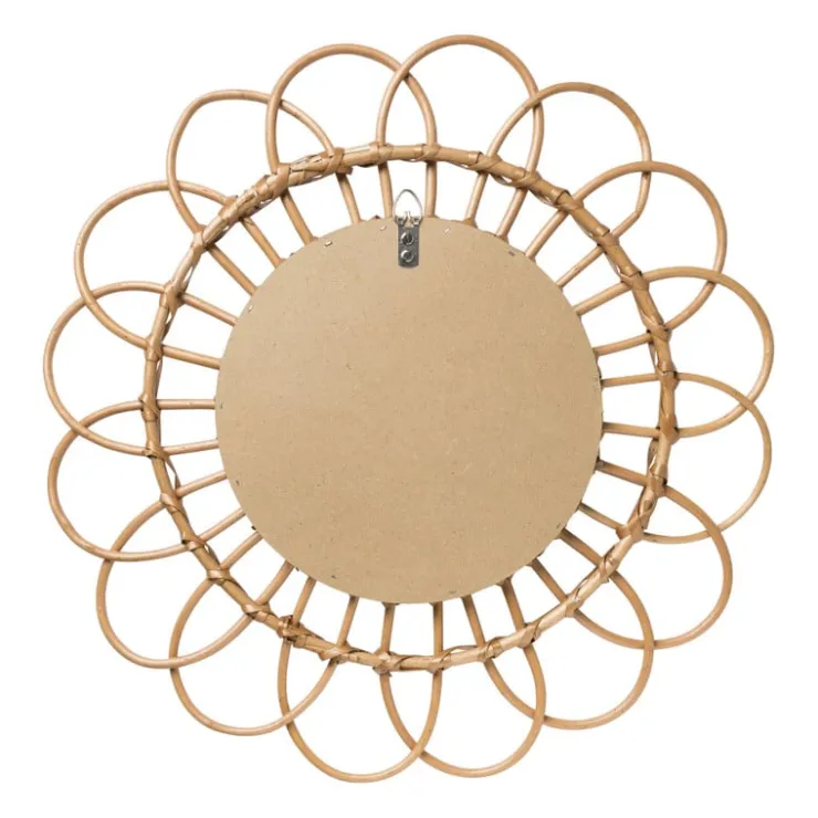 Xenos Spiegel bloem - rotan - ø50 cm- Wandspiegels